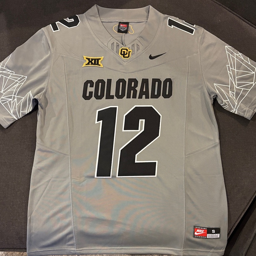 Men’s Colorado Buffaloes #12 Travis Hunter Gray Home Alternative